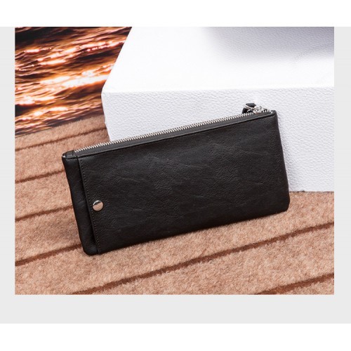 Men Long Purse Leather Wallet Multi-card Zipper Coin Bag