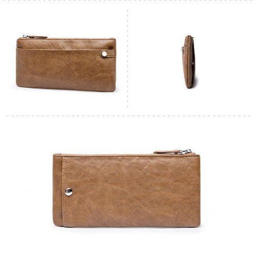 Men Long Purse Leather Wallet Multi-card Zipper Coin Bag