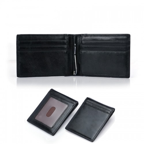 Men RFID Genuine Leather Money Clip Wallet ID Slim Credit Card Holder
