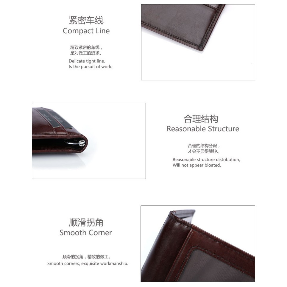 Men RFID Genuine Leather Money Clip Wallet ID Slim Credit Card Holder
