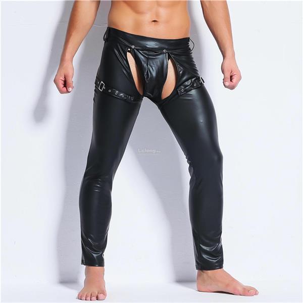 Men's Latex,3XL,Lace Up Zipper Trouser Pants Jockstrap Boxer Briefs