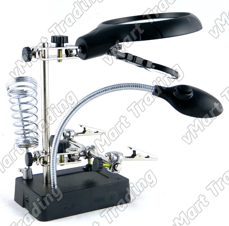 MG16129-C Helping Hand Magnifier with LED and Soldering Iron Holder