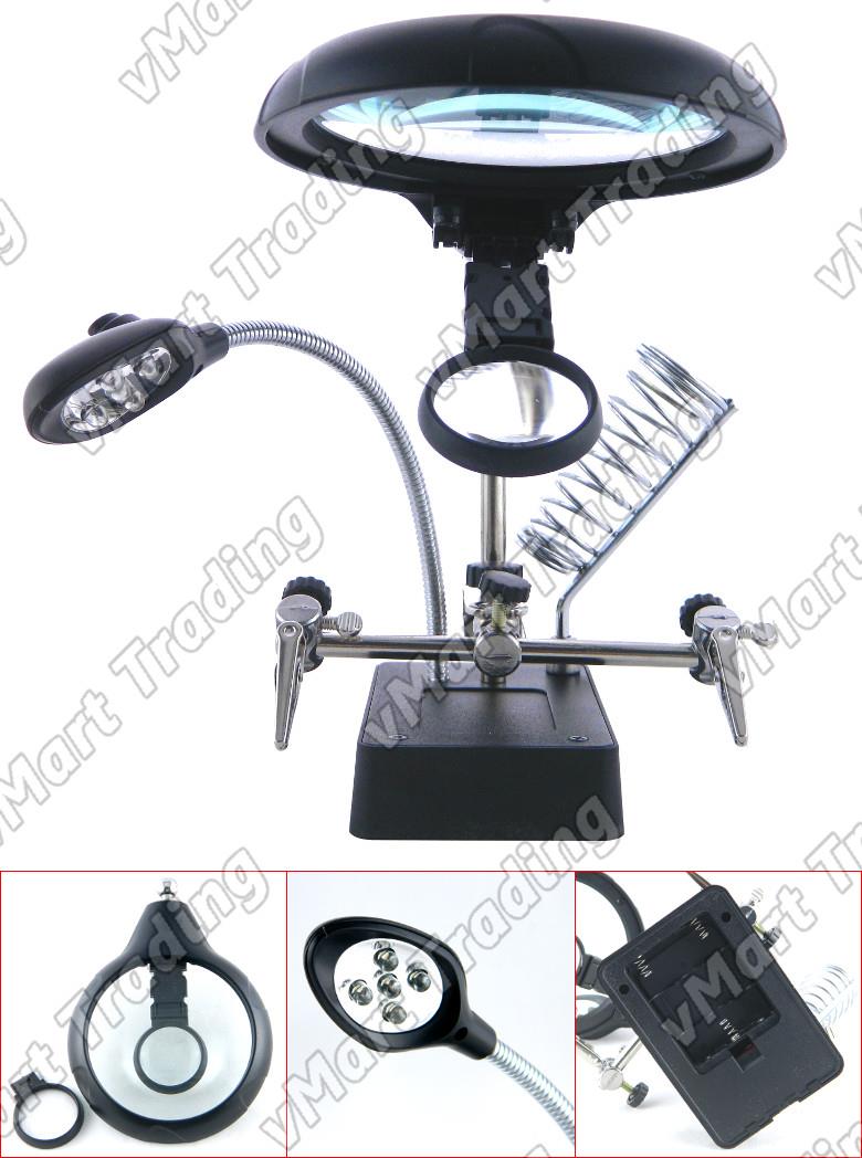 MG16129-C Helping Hand Magnifier with LED and Soldering Iron Holder
