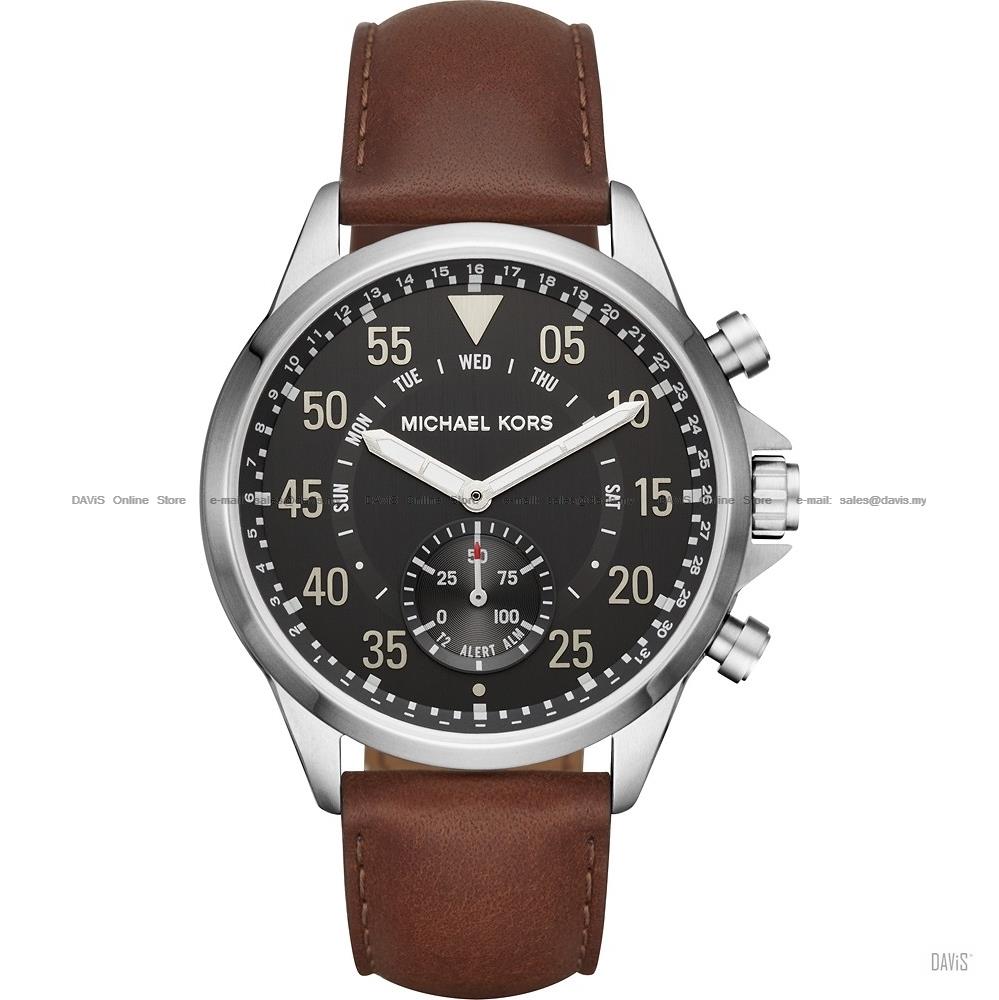 MICHAEL KORS ACCESS MKT4001 Gage Hybrid Smartwatch Leather Black Brown