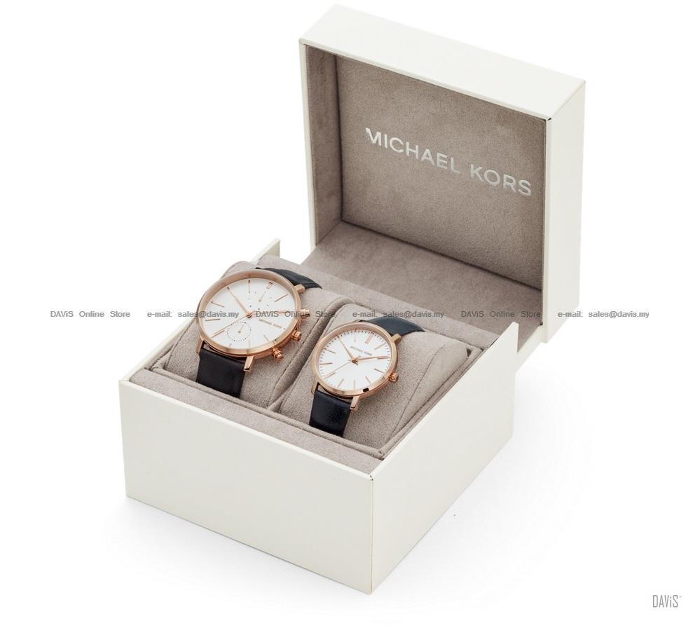 MICHAEL KORS MK3859 Jaryn Lover Couple Pair Watch Leather Box Set