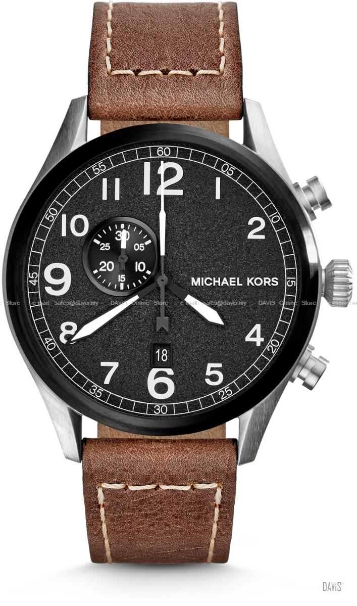 MICHAEL KORS MK7068 Hangar Men's Watch Leather Strap Brown