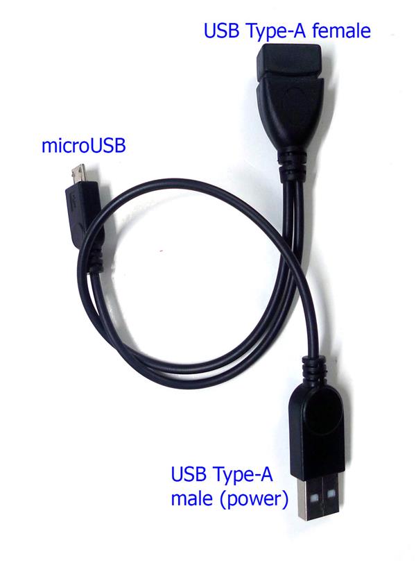 Micro USB OTG Host Adapter with USB power cable Android