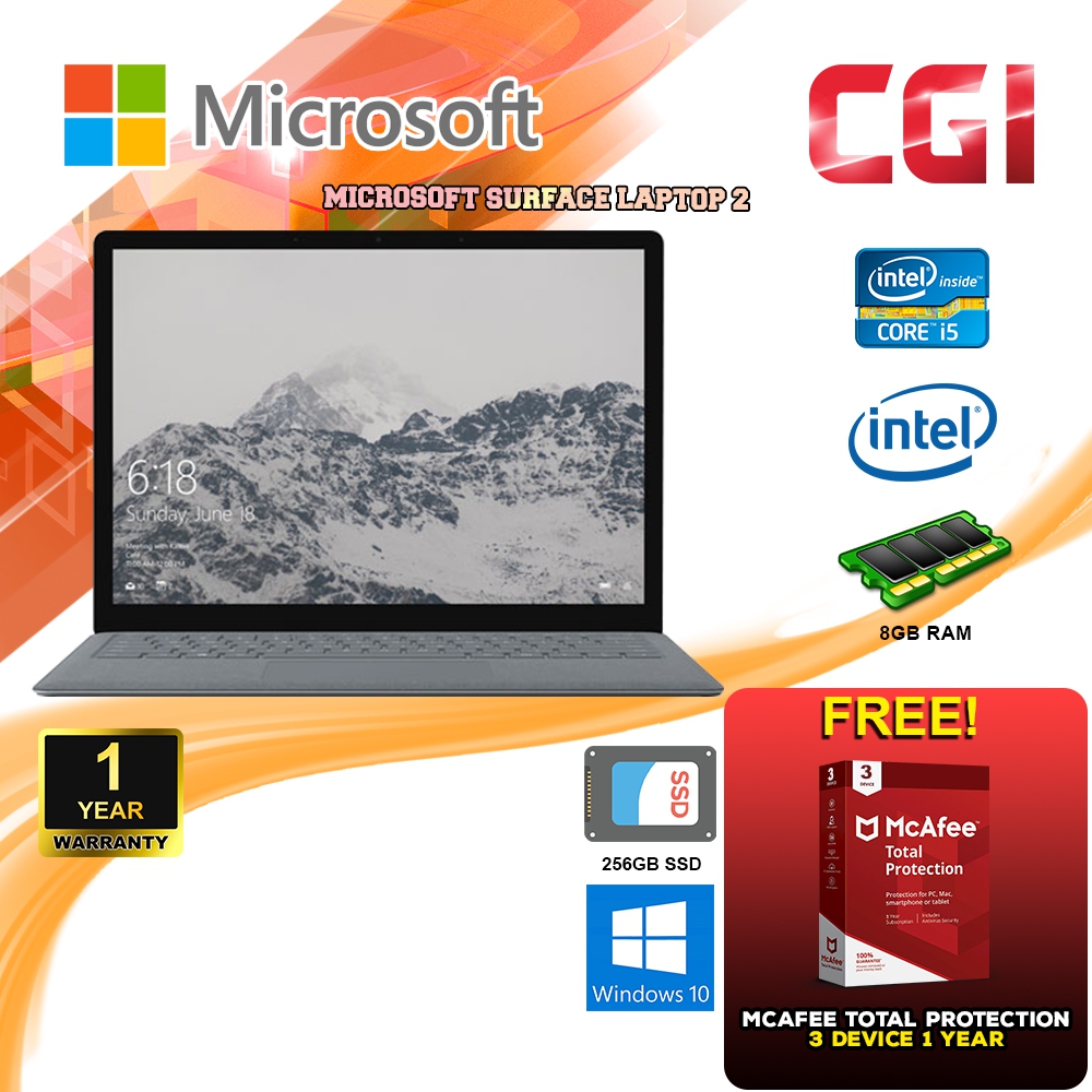 Microsoft Surface Laptop 2 - Intel Core i5 256GB 8GB RAM - Platinum Grey