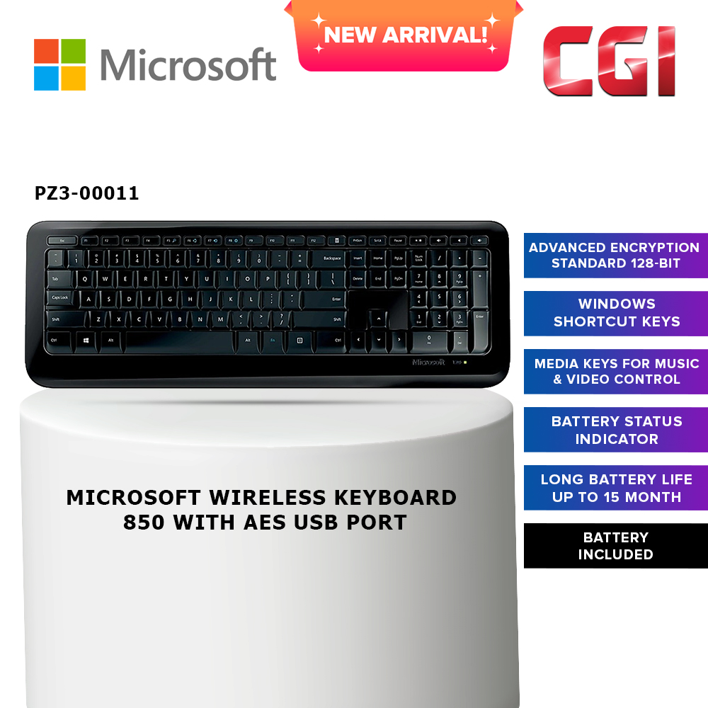 Microsoft Wireless Keyboard 850 With AES Usb Port (PZ3-00011)