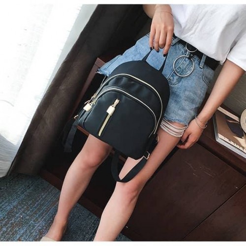 Middle Straight Zip Backpack Casual Lady Beg