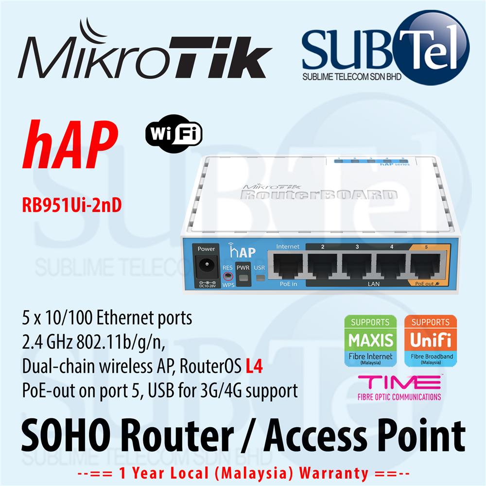 Mikrotik WiFi SOHO Router 5 port hAP (end 6/3/2021 7:15 PM)