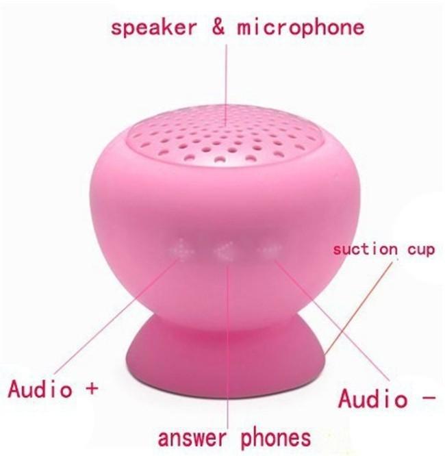 Mini Bluetooth Speaker Mushroom Shape Waterproof Silicone Suction
