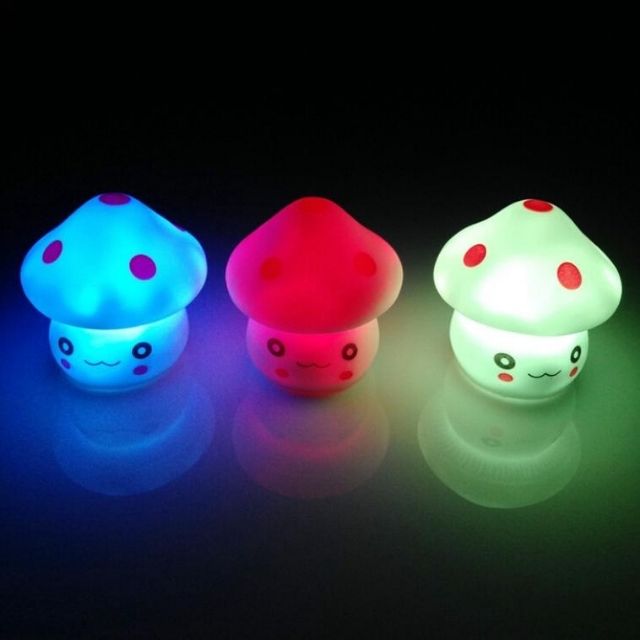 Mini LED Lamp Novelty Changing Night Light Mushroom Colorful Cute NightLamp De