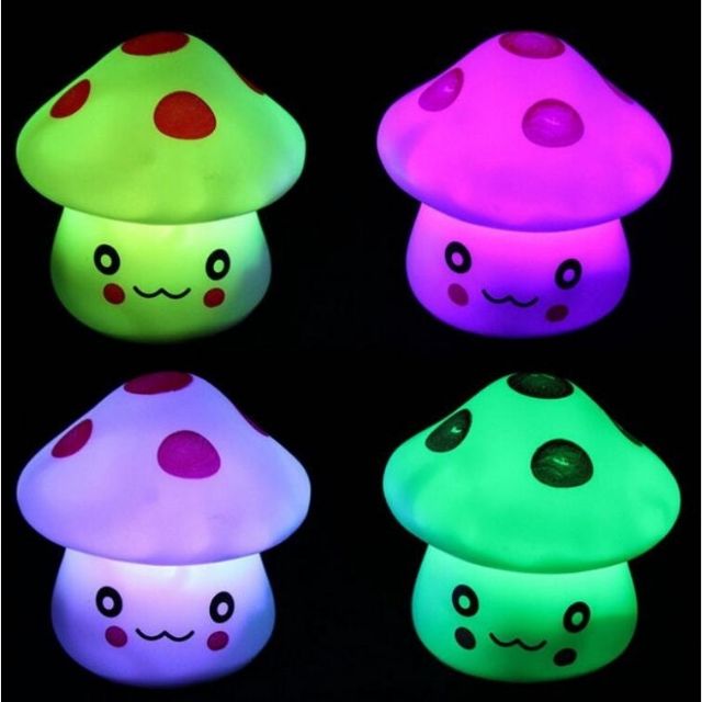 Mini LED Lamp Novelty Changing Night Light Mushroom Colorful Cute NightLamp De