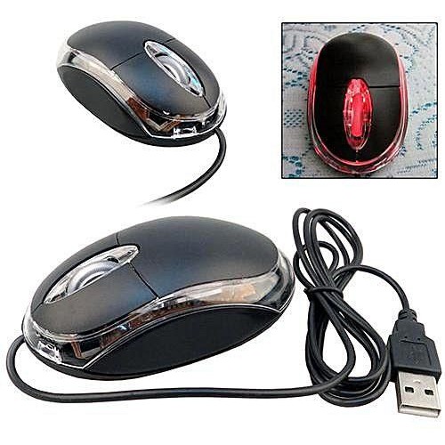 Mini LED Light Wired USB Optical Mouse Scroll Wheel Laptop Computer