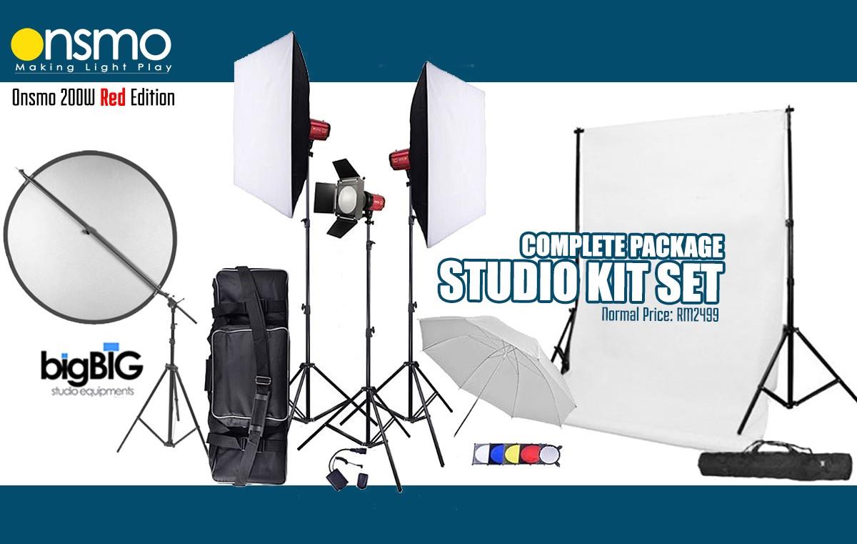 Mini Studio Setup Package (Onsmo 200W x 3 Lights Kit)