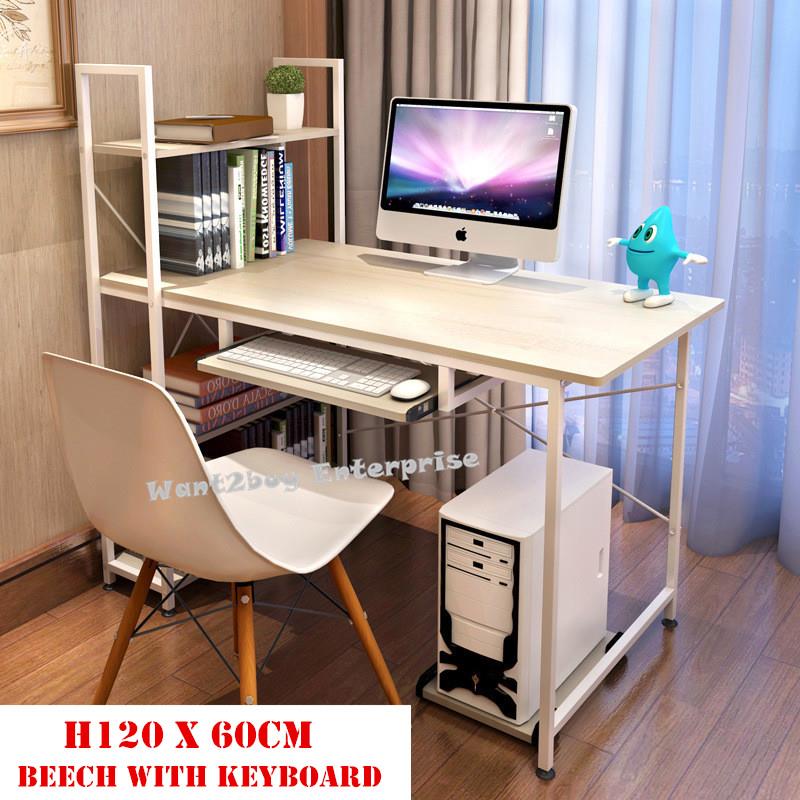 Modern Office Computer Laptop Wooden Desk Study Table With Book Shelf