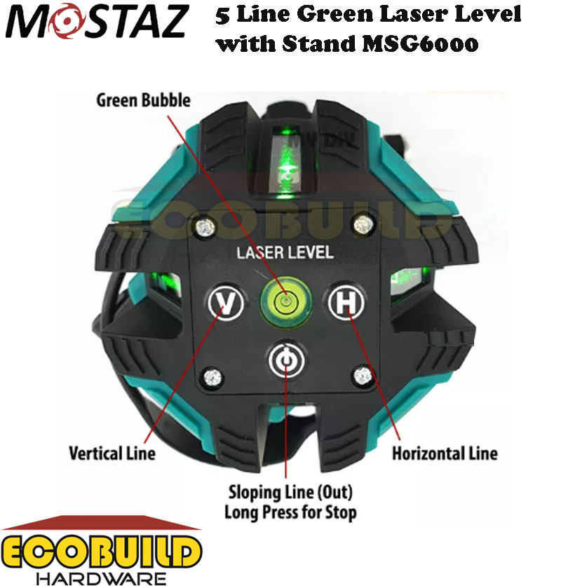 MOSTAZ 5 Line Green Laser Level with Stand MSG6000