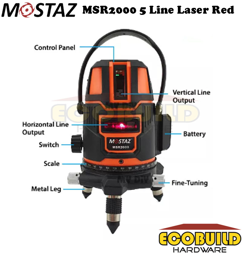 MOSTAZ 5 Line Laser Leveling - Red Line - MSR2000