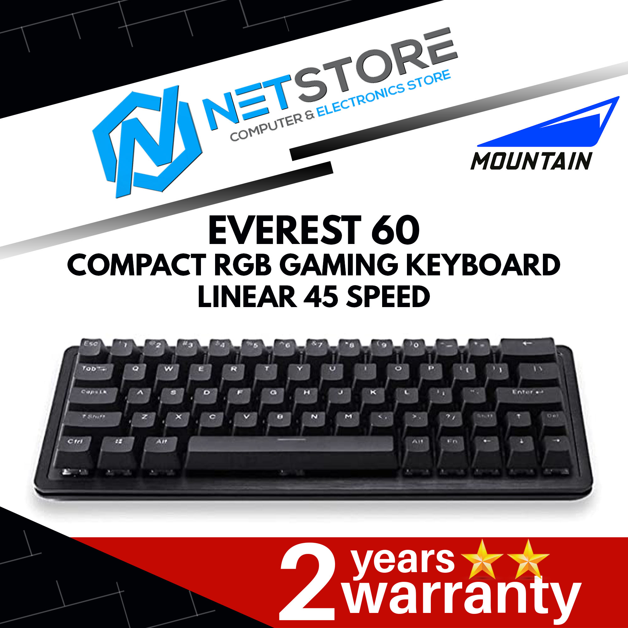 MOUNTAIN EVEREST 60 COMPACT RGB GAMING KEYBOARD LINEAR 45 SPEED SWITCH