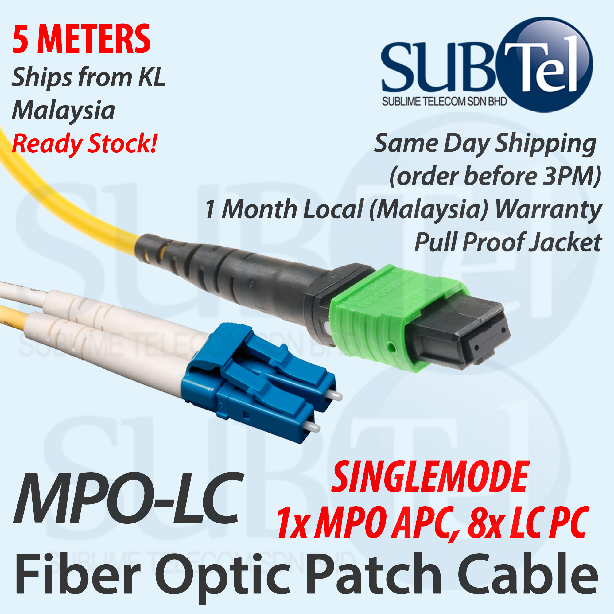 MPO to 8x LC Female 8 Cores Single Mode Fiber Optic Trunk Cable MPO-LC