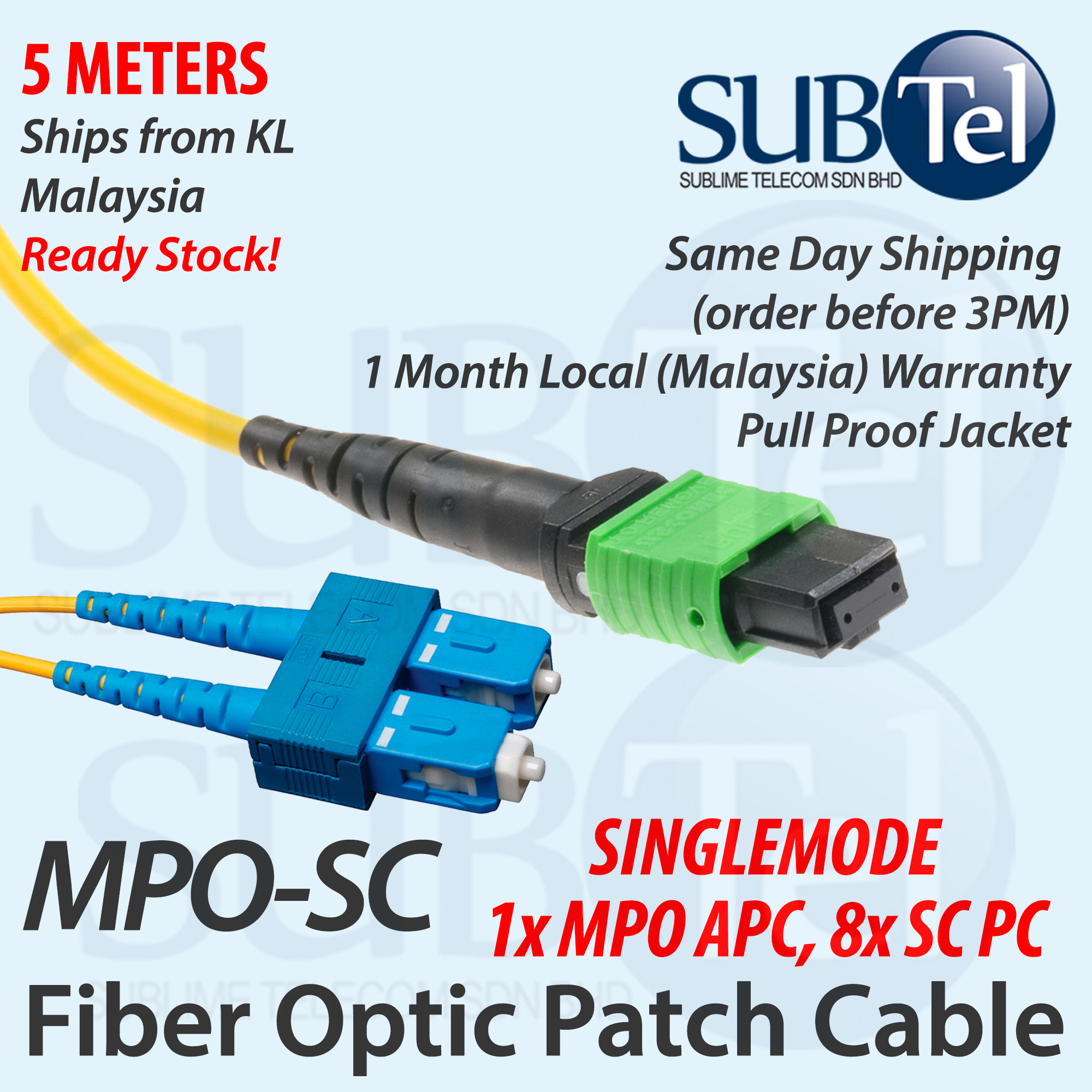 MPO to 8x SC Female 8 Cores Single Mode Fiber Optic Trunk Cable MPO-SC