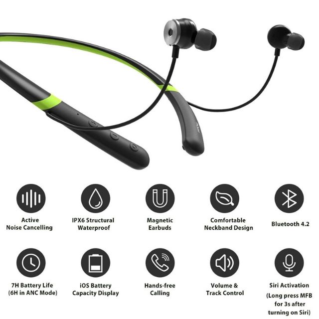 Mpow A5 ANC Active Noise Cancelling Bluetooth Headset Headphones Waterproof Sp