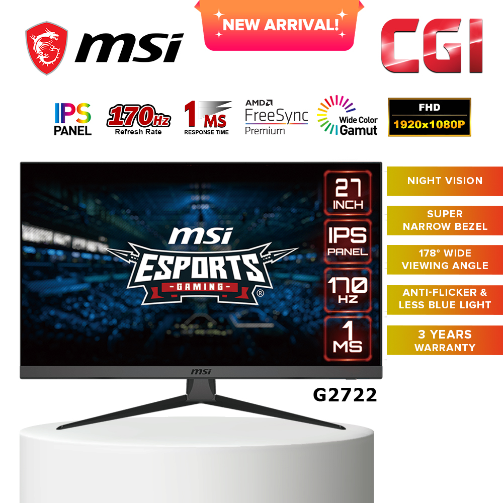 MSI 27&quot; G2722 IPS FHD 170Hz 1ms Frameless Esports Gaming Monitor