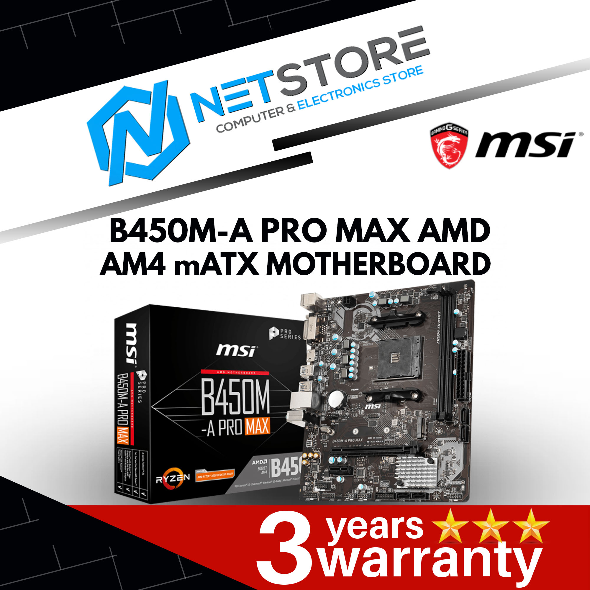 MSI B450M-A PRO MAX AMD AM4 B450 Motherboard