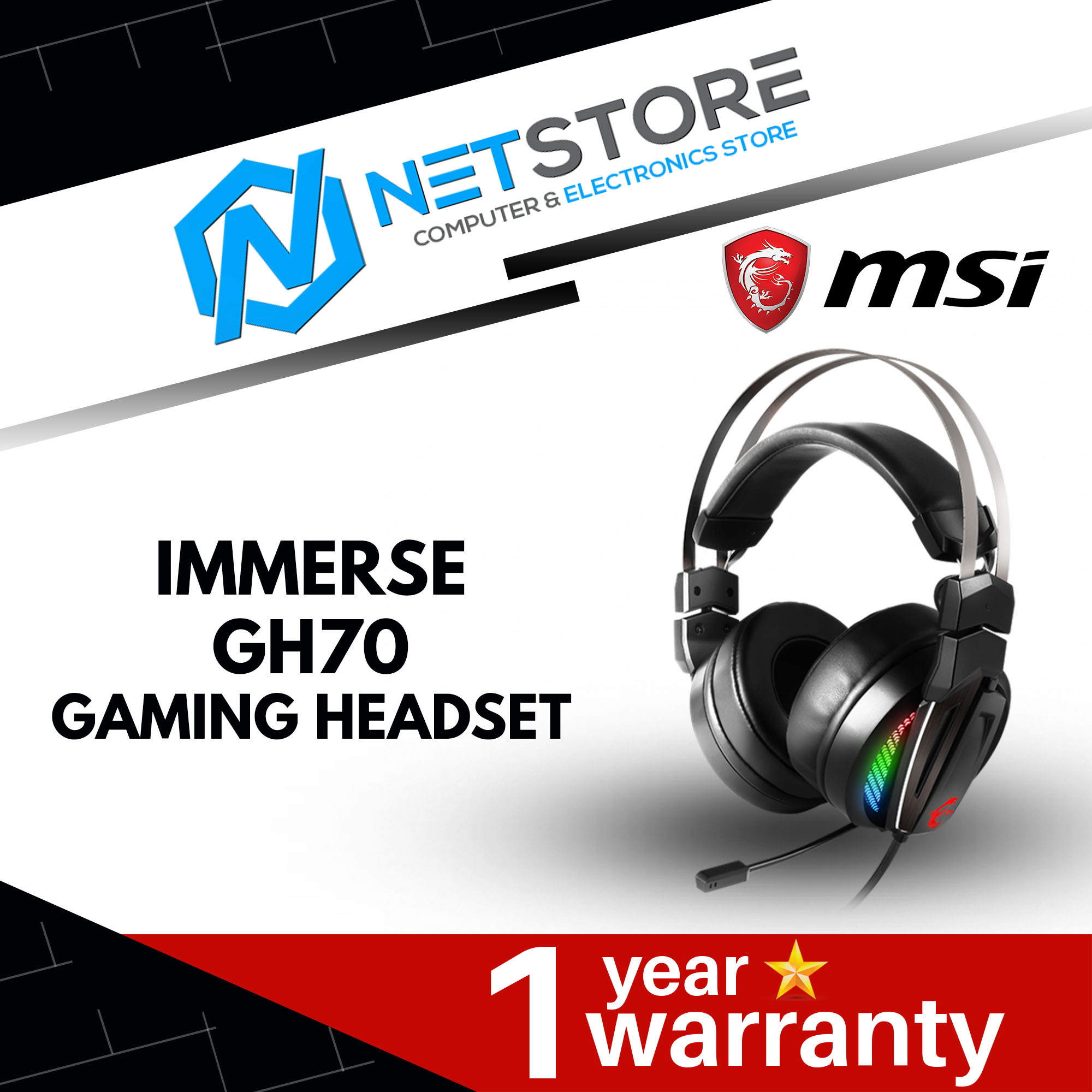MSI IMMERSE GH70 7.1 SURROUND SOUND WIRED GAMING HEADSET