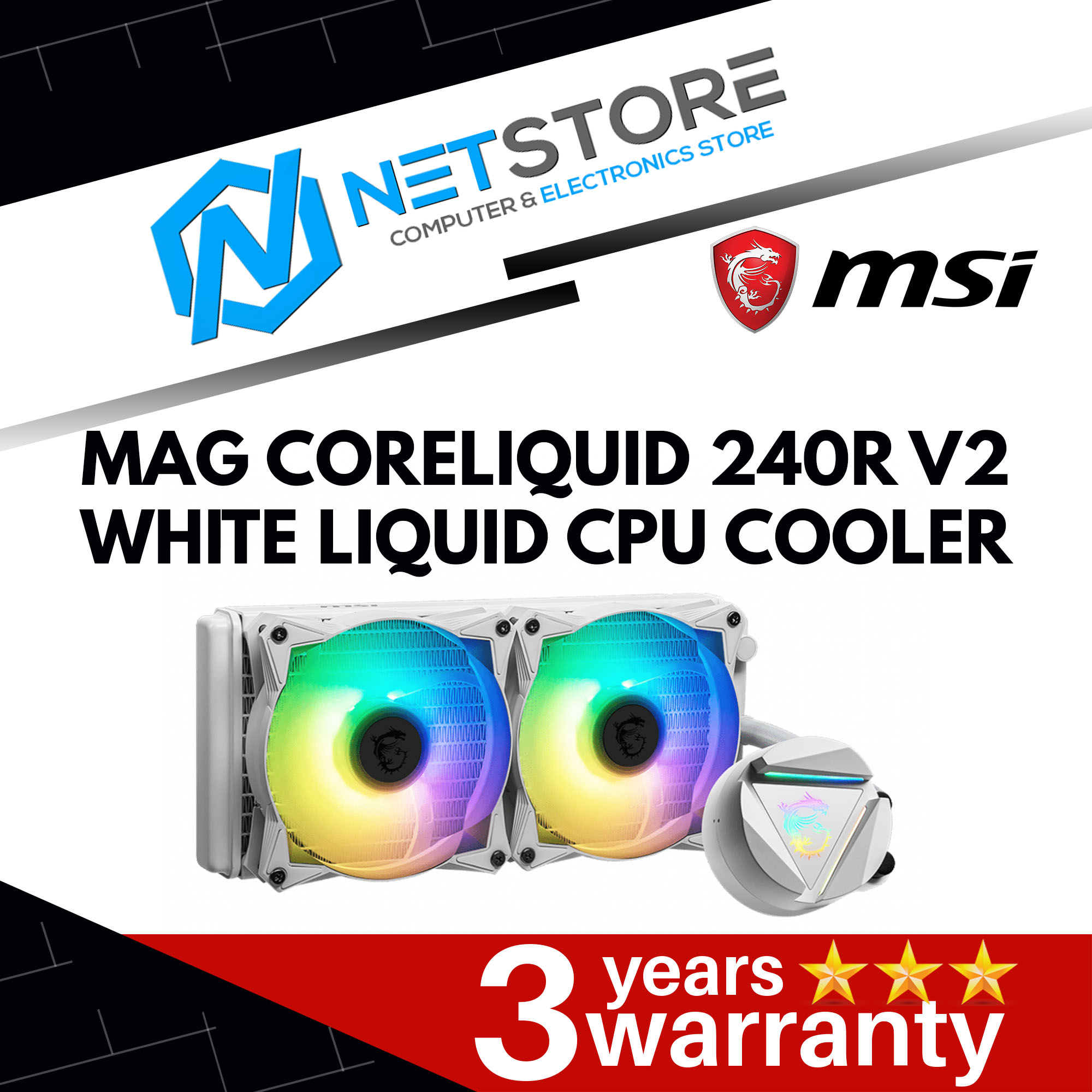 MSI MAG CORELIQUID 240R V2 WHITE ARGB LIQUID CPU COOLER