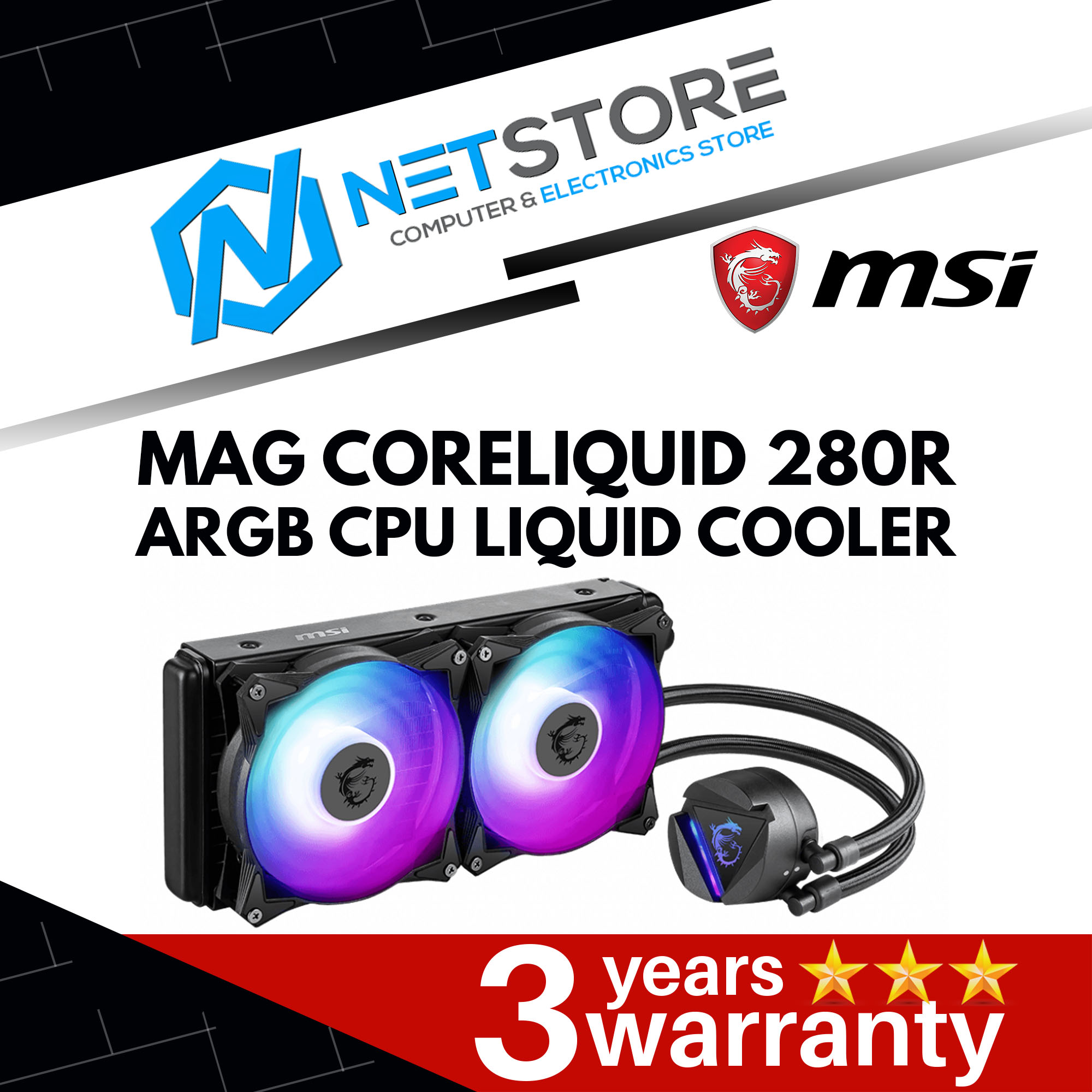 MSI MAG CORELIQUID 280R ARGB CPU LIQUID COOLER