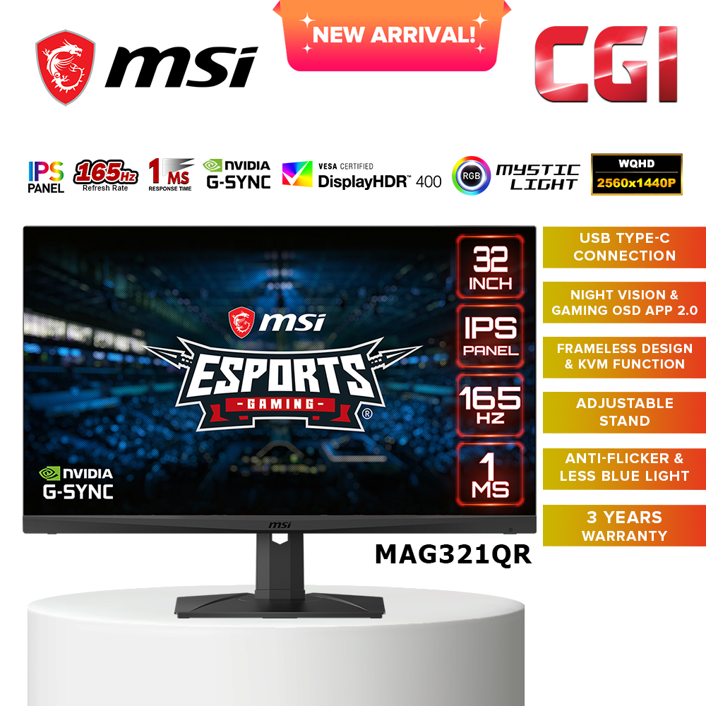 MSI Optix MAG321QR IPS WQHD USB C Ergonomic Esports Gaming Monitor