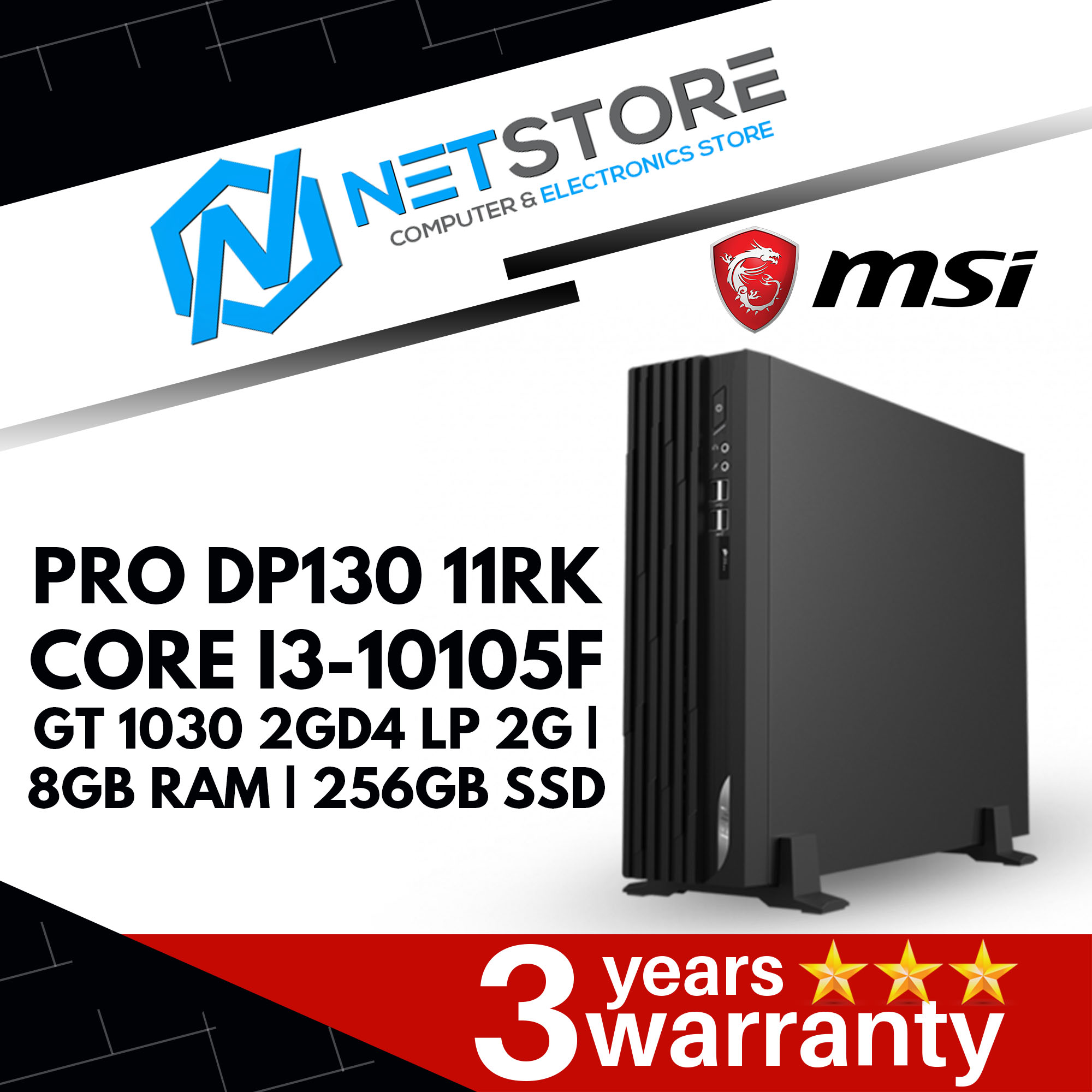 MSI PRO DP130 11RK CORE I3-10105F GT 1030 2GD4 LP|8GB RAM|256GB SSD