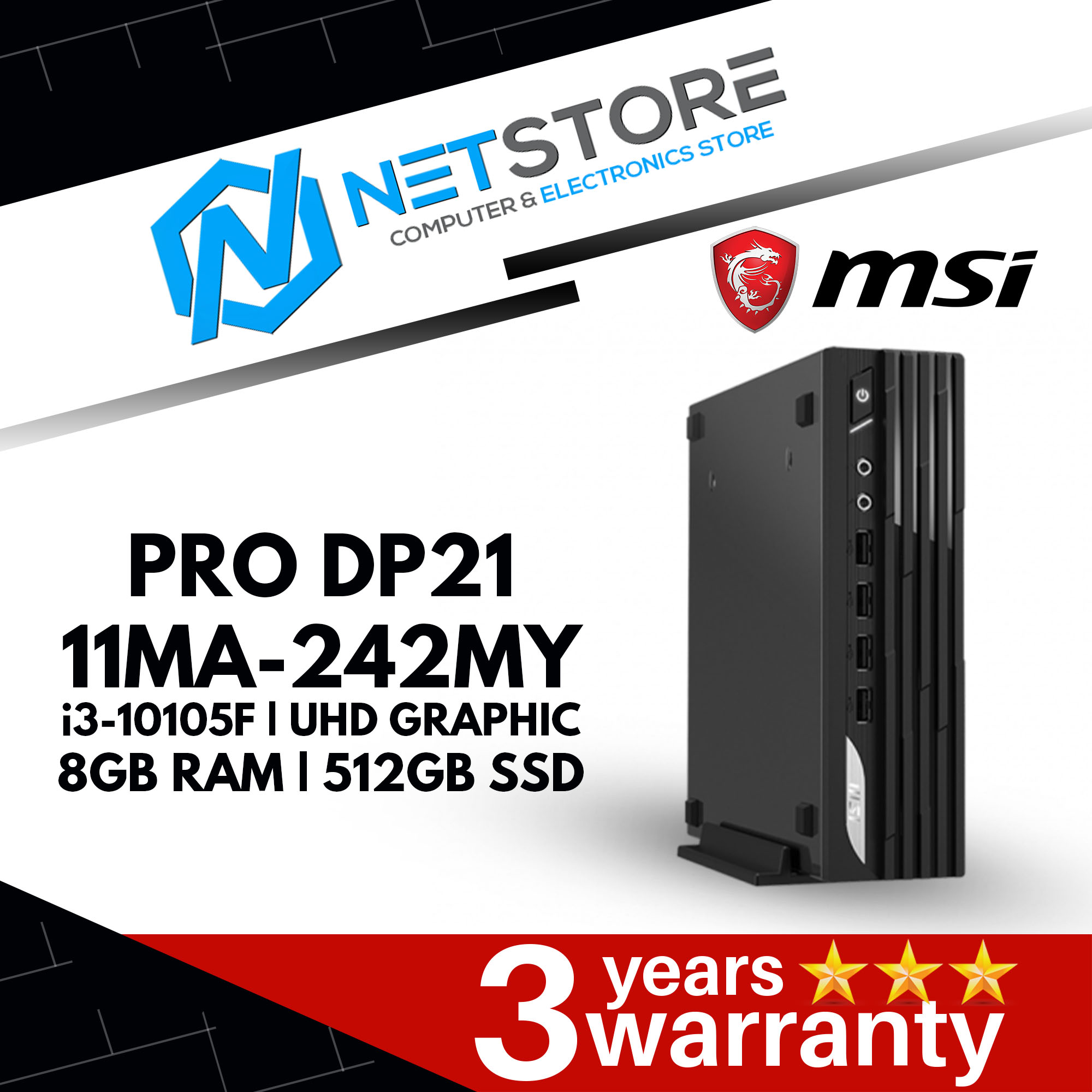 MSI PRO DP21 11MA-242MY i3-10105F | UHD GRAPHIC | 8GB RAM | 512GB SSD