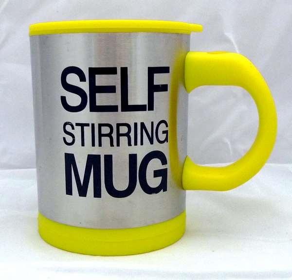 MUG Auto Self stirring Coffee Cup Spinning magic Yellow