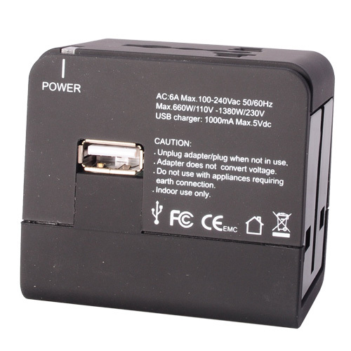 Multi Nation Travel Adapter w/ USB Charger Plug AU/UK/US/EU/USB