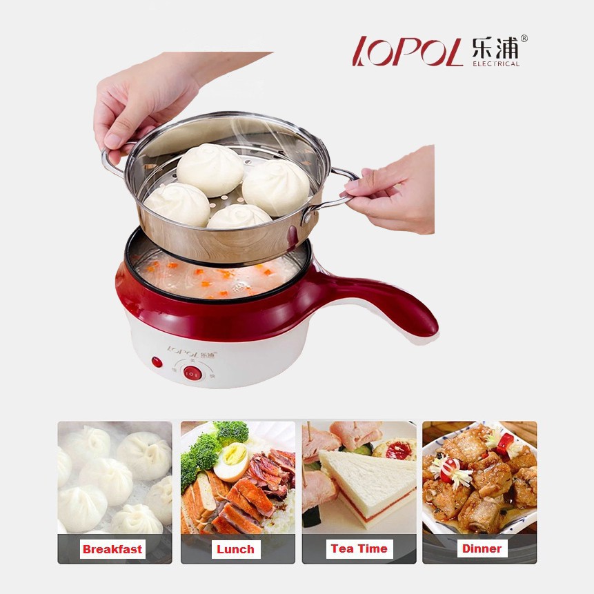 Multifunction Electric Pot 2 Layer Non Stick Rice Cooker Steamboat Fry Steamer