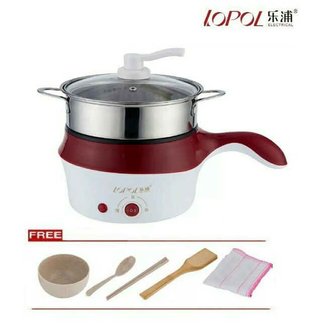 Multifunction Electric Pot 2 Layer Non Stick Rice Cooker Steamboat Fry Steamer