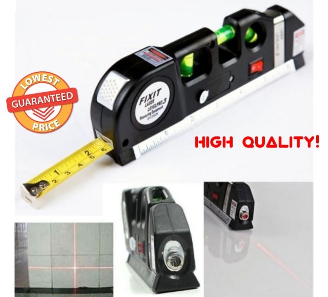 Multipurpose Level Laser Horizon Vertical Measure Tape Aligner Bubbles Ruler L