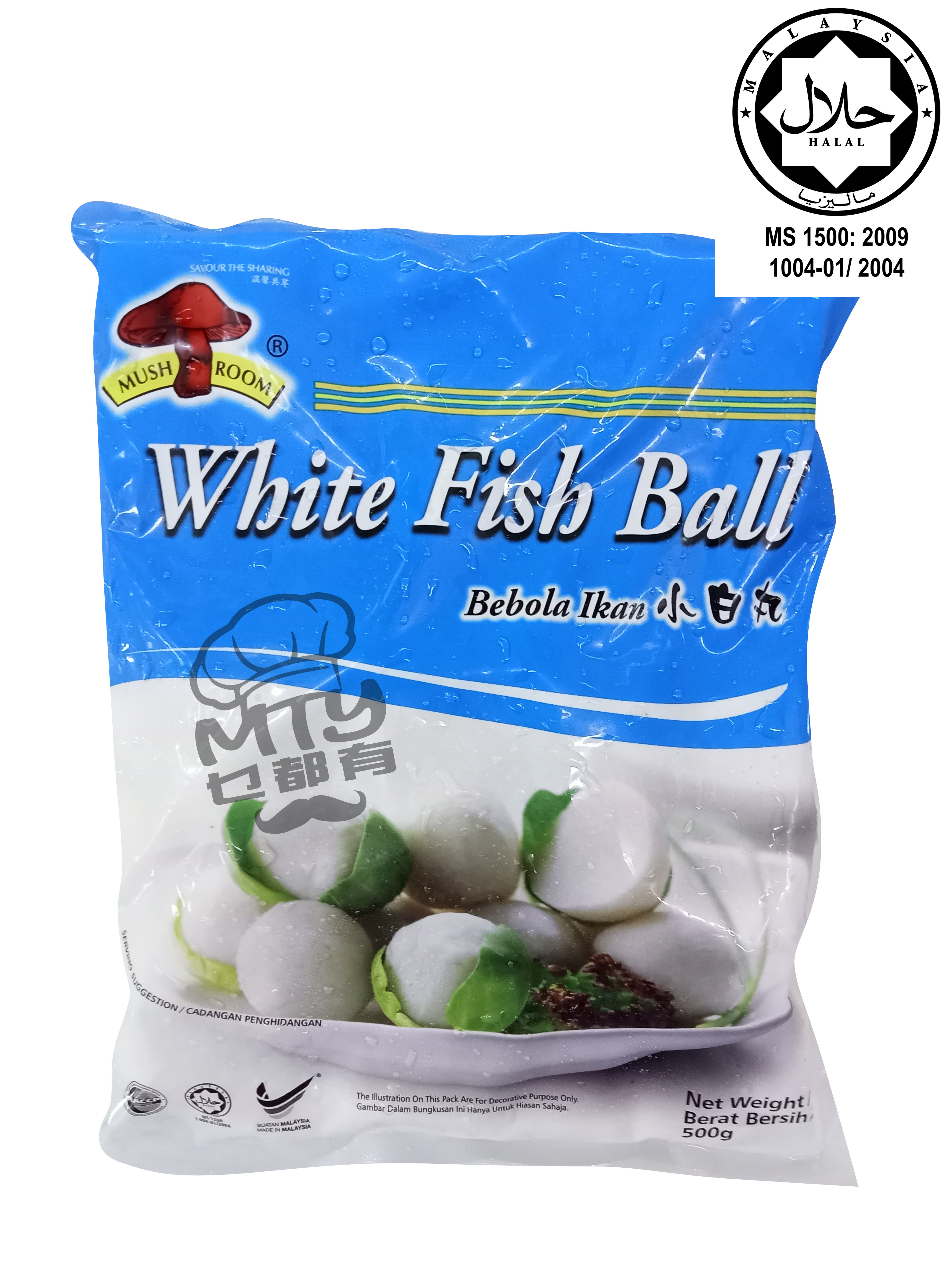 MUSHROOM Brand Small (White) Fish Ball 500g