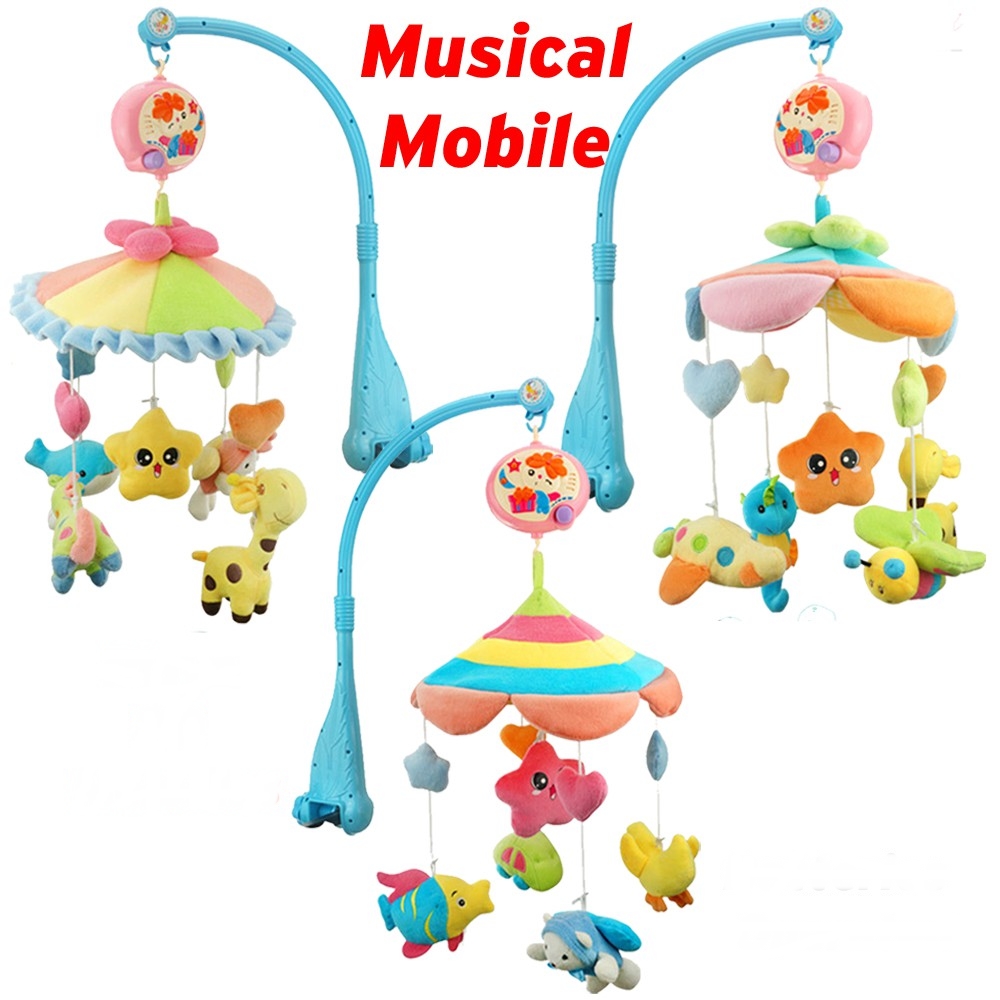 Musical Mobile Plush Toys Battery Operated Baby Crib Rotating Musical Box
