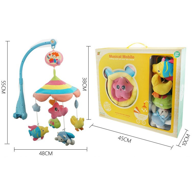 Musical Mobile Plush Toys Battery Operated Baby Crib Rotating Musical Box