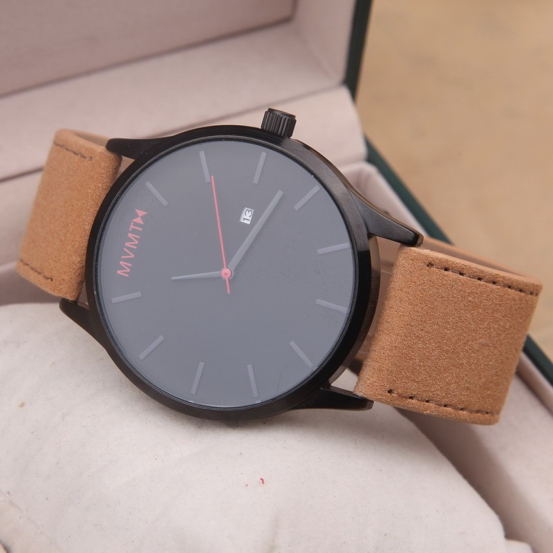 watch brown strap black face