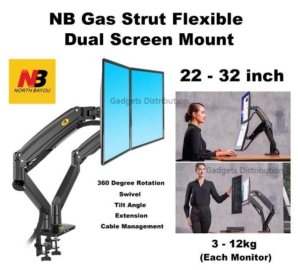 NB F195A 22-32 Inch Gas Strut Dual Screen Monitor Desktop Mount 2610.1