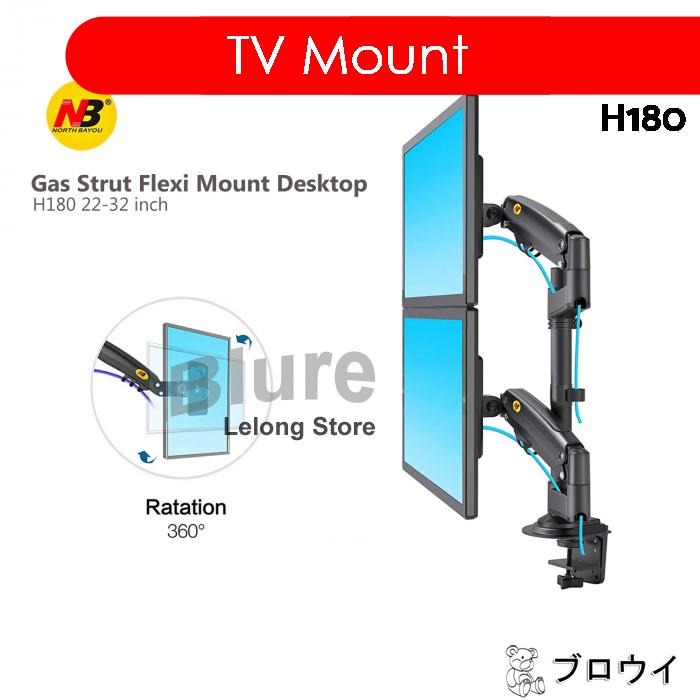 NB H180 22-32 Inch Gas Strut Dual Monitor Bracket Desk Stand