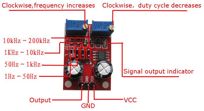 NE555 Pulse Frequency Duty Cycle Adjustable Module Square Wave Signal