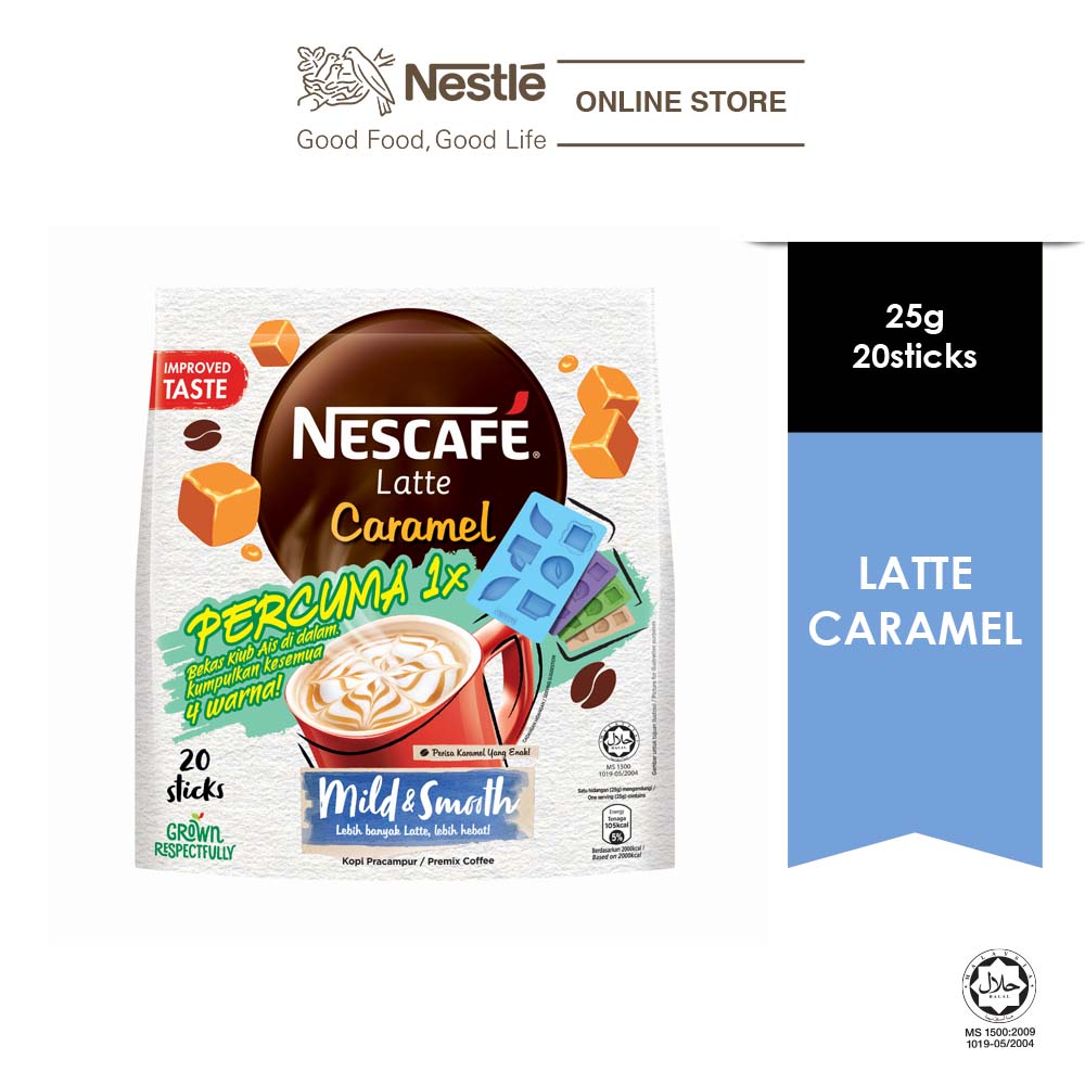 NESCAFE Latte Caramel 20x25g FREE Ice Tray [Exp : Nov'22]