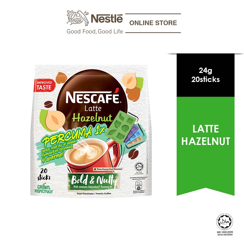 NESCAFE Latte Hazelnut 20x24g FREE Ice Tray [Exp : Nov'22]