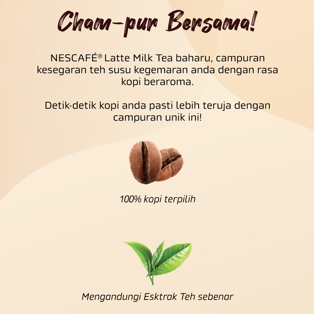 NESCAFE Latte Milk Tea 15x25g FREE Ice Tray [Exp : Nov'22]